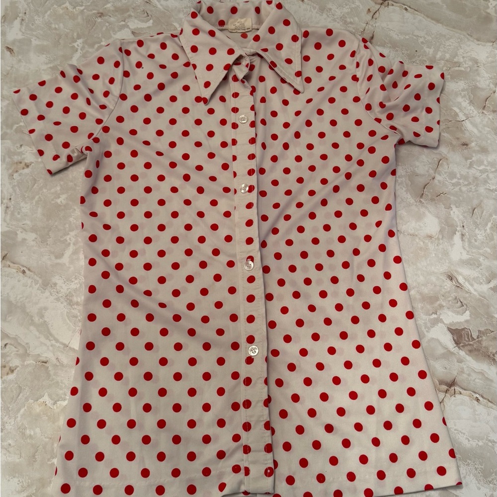 Red Polka Dot Button-Up Shirt